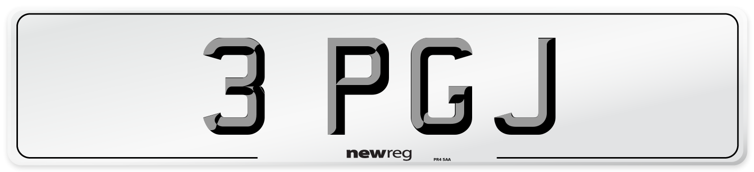 3 PGJ Number Plate from New Reg